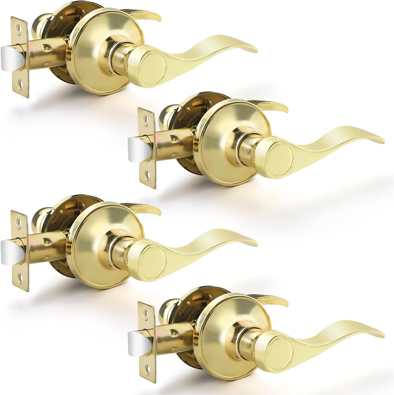 Door Passage Door Levers Polished Chrome Square Straight Corner